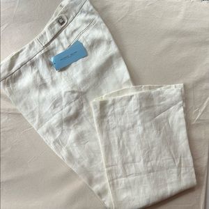 Off-white, lined linen ladies slacks